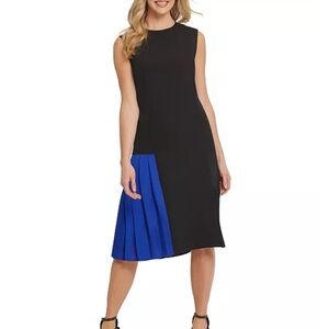 DKNY Black and Blue sleeveless Midi Dress size 2